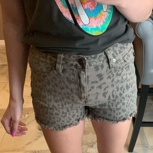 KanCan Leopard Print Jean Shorts